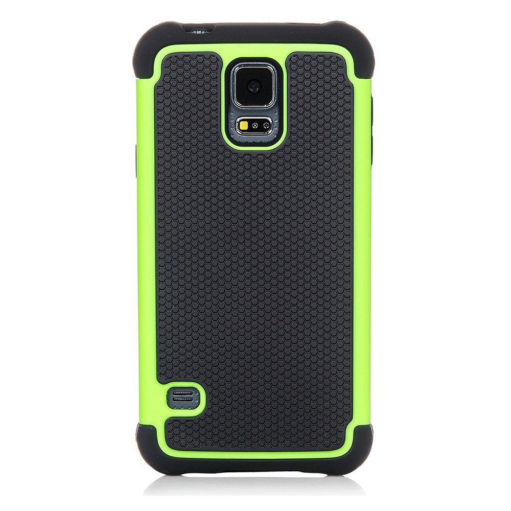 Galaxy S5, Dual-Layer Heavy Duty Matte Rugged Protective Cover Case for Samsung Galaxy S5 (Green)