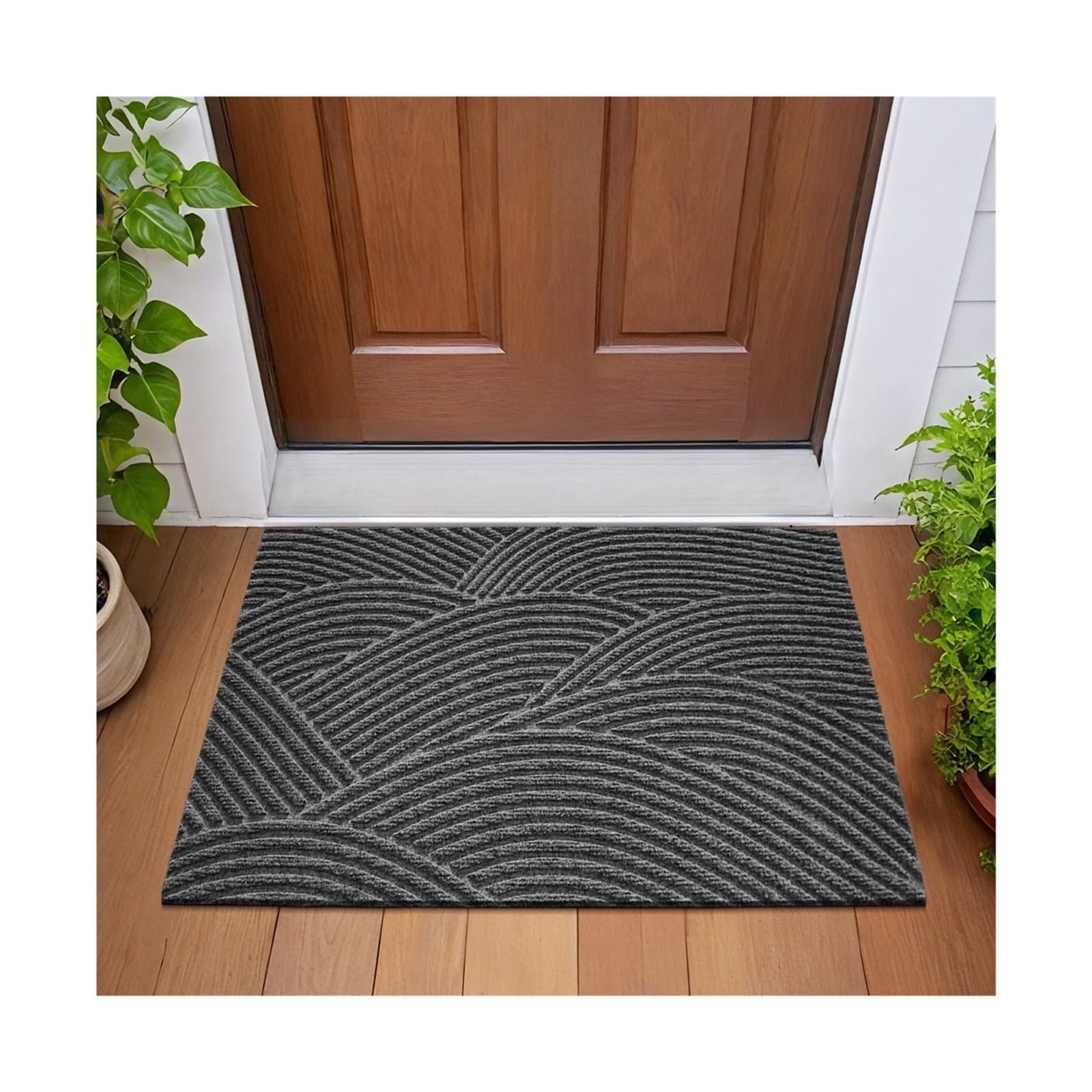 Zerbino Ingresso Esterno Zerbino Professionale Antiscivolo con Motivo Geometrico 3D, Super Assorbente, Antipolvere, Durevole e Lavabile for casa/Ufficio(Ribbon - Dark Gray,60x90cm)