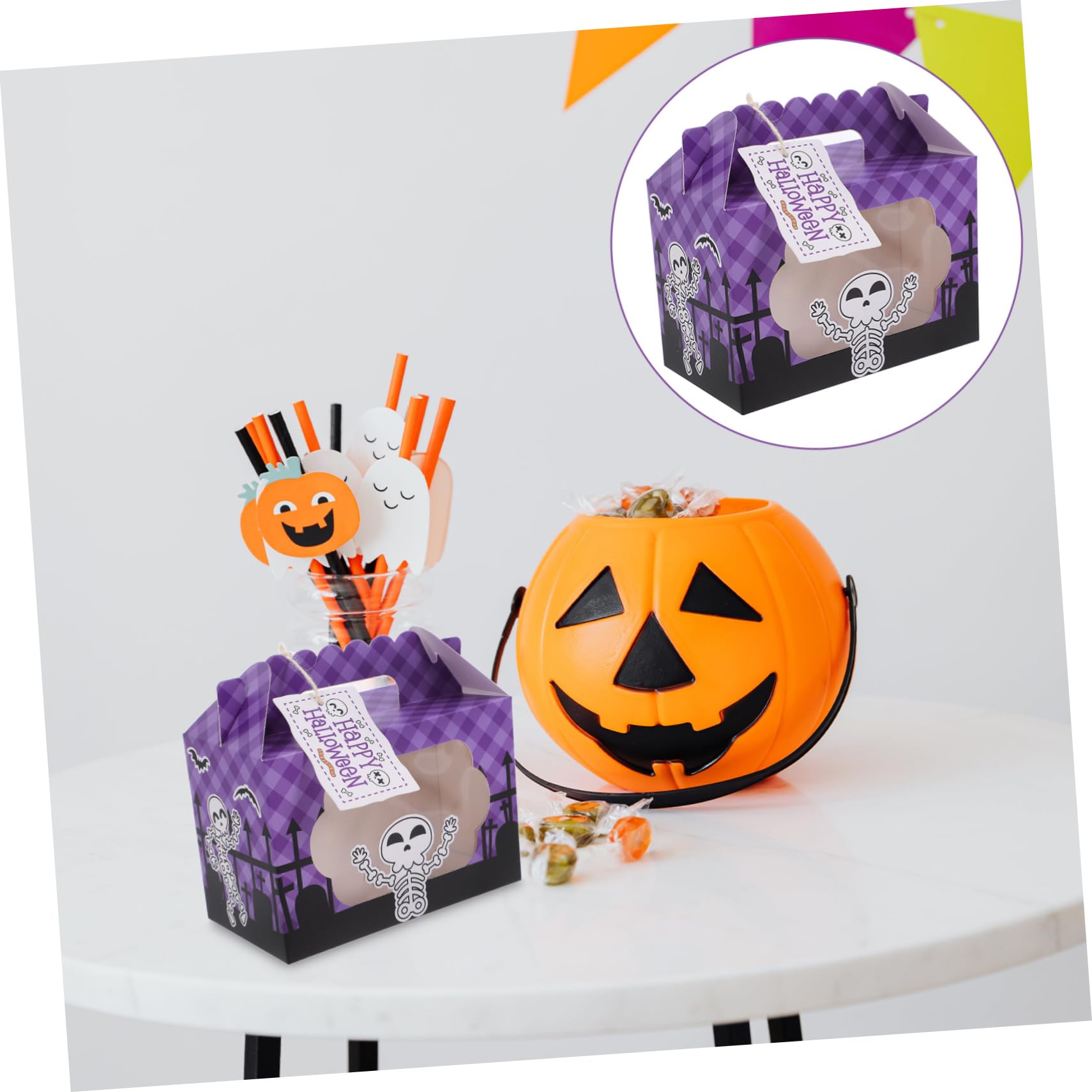 Beavorty 25pezzi Scatola di Caramelle Cartone Bianco Scatola per Dolcetti di Halloween Portatile di Cioccolatini per Incartare Regali
