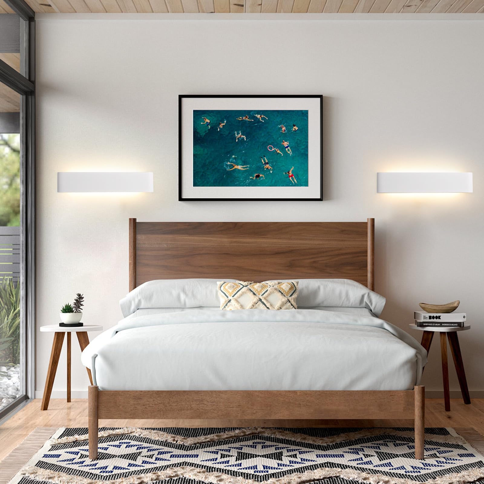 Mille Lucciole Applique da Parete Interno Dimmerabile 24W,Lampada da Parete Interno 3 Colore Dimmerabile 3000K/4000K/6500K,Applique LED da Parete Interno 2880LM 4 Pezzi Bianco