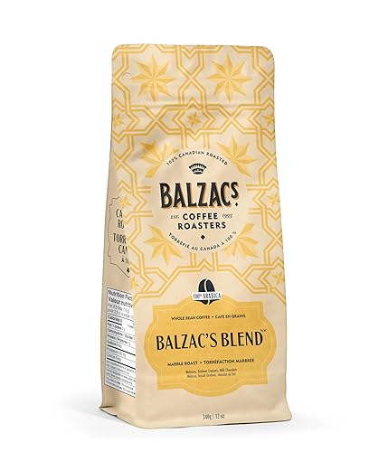 Balzac’s Coffee Roasters - Balzac’s Blend | 100% Arabica Whole Bean Coffee | Marble Roast (Dark) | Bold, Rounded, and Generous – A Gutsy Cup | 340G, 12OZ. (Pack of 1) - Balzac's Blend - 340 g (Pack of 1)