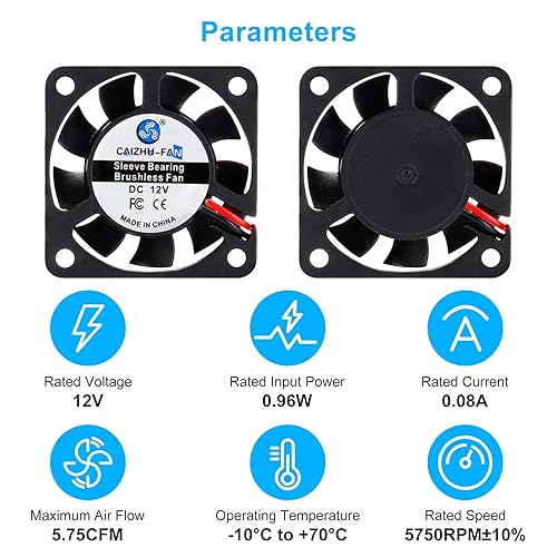 Miniatura 6 de Ventilador de enfriamiento de impresora 3D de 1.575 in, ventilador de 12 voltios, 0.08 A, miniventilador de enfriamiento silencioso con cojinete de