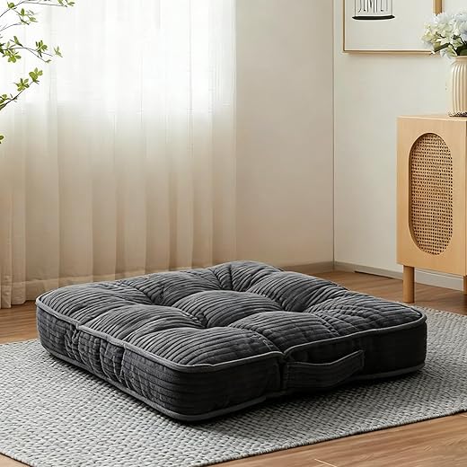 Large Floor Pillow for Adults, Memory Foam Floor Cushions 22x22+4” Thicken Floor Sitting Square Meditation Pillows Seating Washable Corduroy Seat Cushions for Yoga Living Room