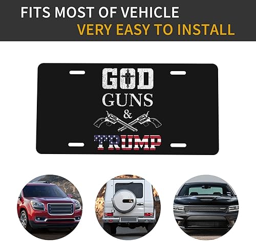 Miniatura 7 de God Guns & Trump - Placa de matrícula de 6 x 12 pulgadas, placas de aluminio para placa delantera de automóvil