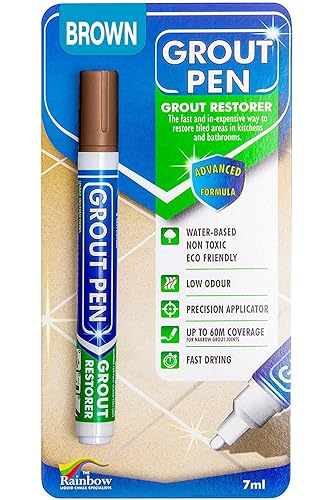 Rotulador de Lechada Marrón para Azulejos: Pintura de Lechada Impermeable, Colorante de Lechada para Azulejos y Sellador - Marrón, Punta Estrecha de