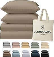Vista 43 de Cloud Scape Linen - Juego de sábanas de 100% algodón egipcio, tamaño individual, juego de ropa de cama de lujo de 3 piezas, 400 hilos, calidad
