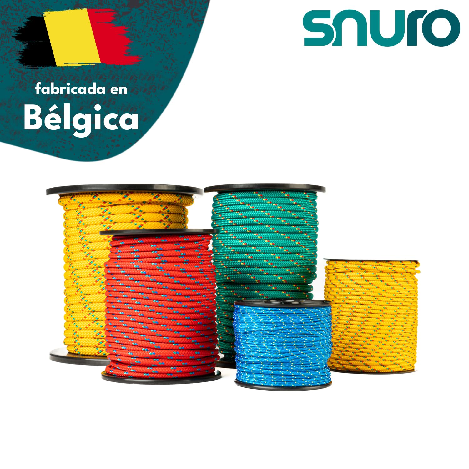 Cuerda de polipropileno (10mm, 50M, amarillo con rojo y verde) - Cuerda trenzada ligera y versátil para exteriores, para supervivencia y jardín - ¡No para escalar! - Carga de rotura 1326kg