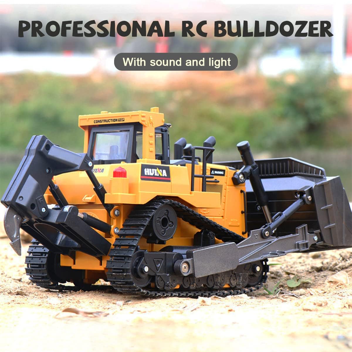 Losbenco RC Bulldozer 1/16 Remote Control Full Functional Construction Vehicle, 2.4Ghz 9 Channel Dozer Front Loader Toy with Light and Sound for Kids Age : Toys & Games