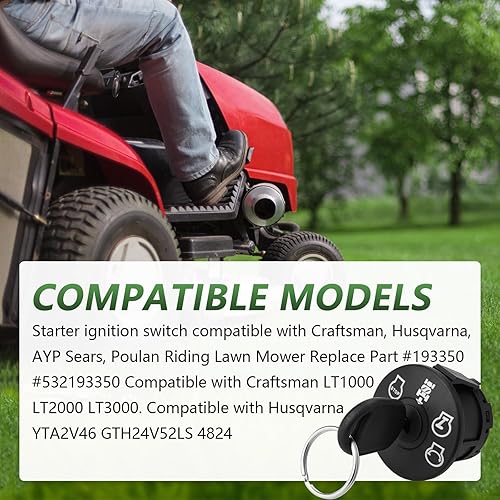 Miniatura 5 de Interruptor de encendido 4 posiciones para Craftsman, Husqvarna, AYP, Sears, Poulan Pro Riding Lawn Mower Tractor 193350 532193350