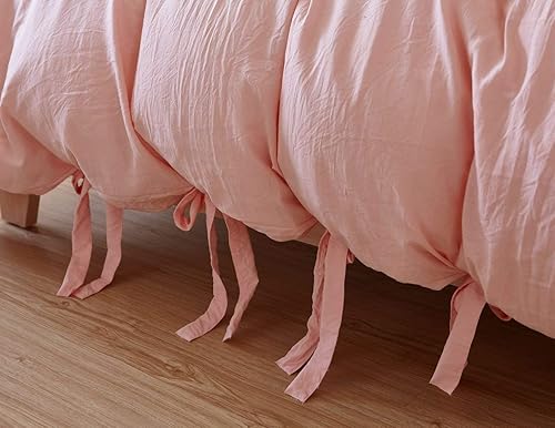 Miniatura 4 de Juego de funda de edredón rosa de microfibra lavada con piedra vibrante, calidad egipcia, tamaño King, 3 piezas (1 funda de edredón, 2 fundas de