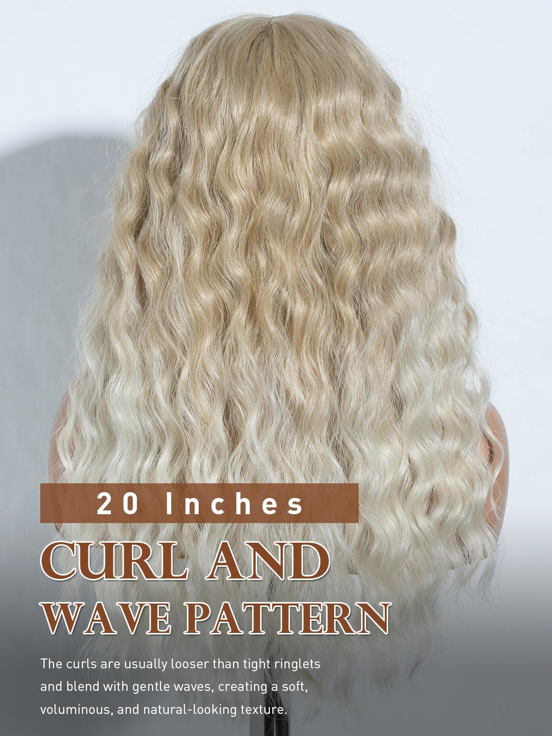 Joedir Curly Wig Shoulder Length Wigs for Women T-Part Lace Deep Curly Wigs with Baby Hair 20 Inches Synthetic Wig for Daily Wear - Image 3