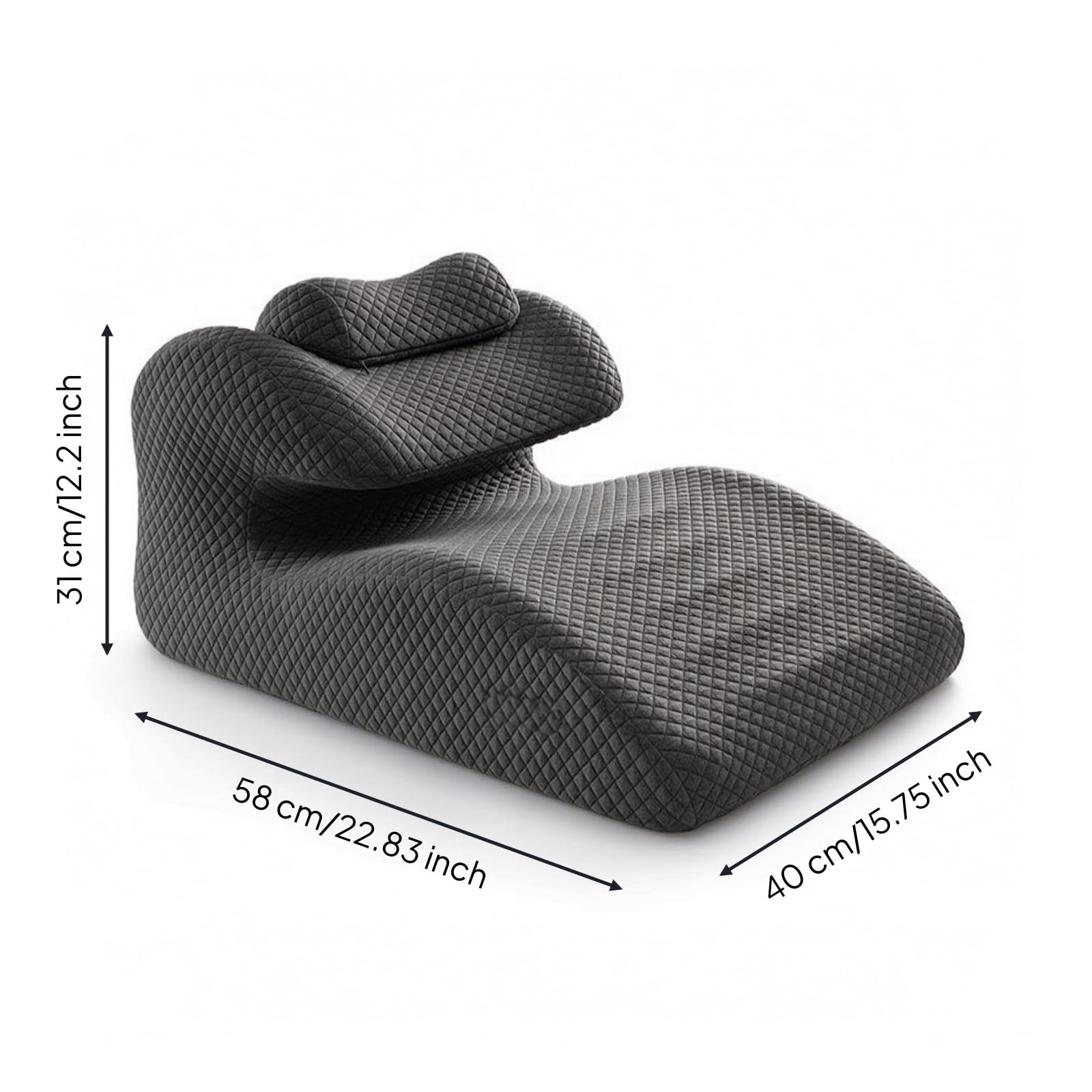 Qianly Schienale Antireflusso Cuscino Cuneo Letto Guanciale Ergonomico Supporto Lombare Collo Memory Foam Superficie Trapuntata Morbida Adatto per Lettura, Grigio Spaziale Scuro