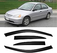Vista 8 de Visor protector deflector de lluvia para ventanas, para Honda Civic 2001-2005 4 puertas sedán, montaje exterior, protectores de ventilación, tono