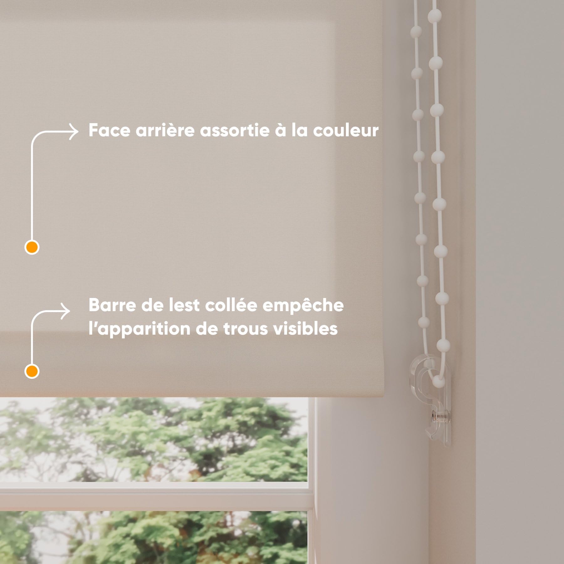 DTCH® Store Enrouleur tamisant, Sable, 170 x 190 cm