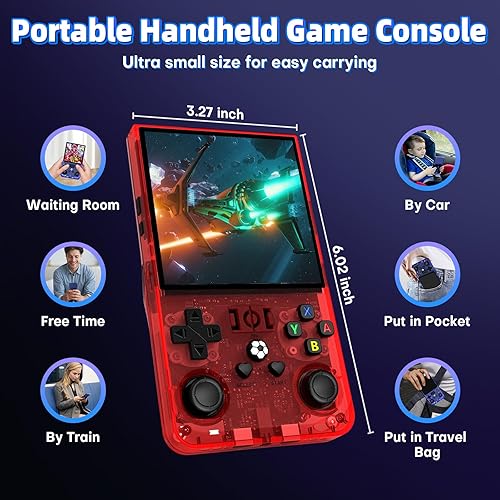 Miniatura 6 de R36MAX - Consola de juegos de mano retro, consola de juegos retro de 4.0 pulgadas con memoria de 64 GB, consola portátil de videojuegos retro,