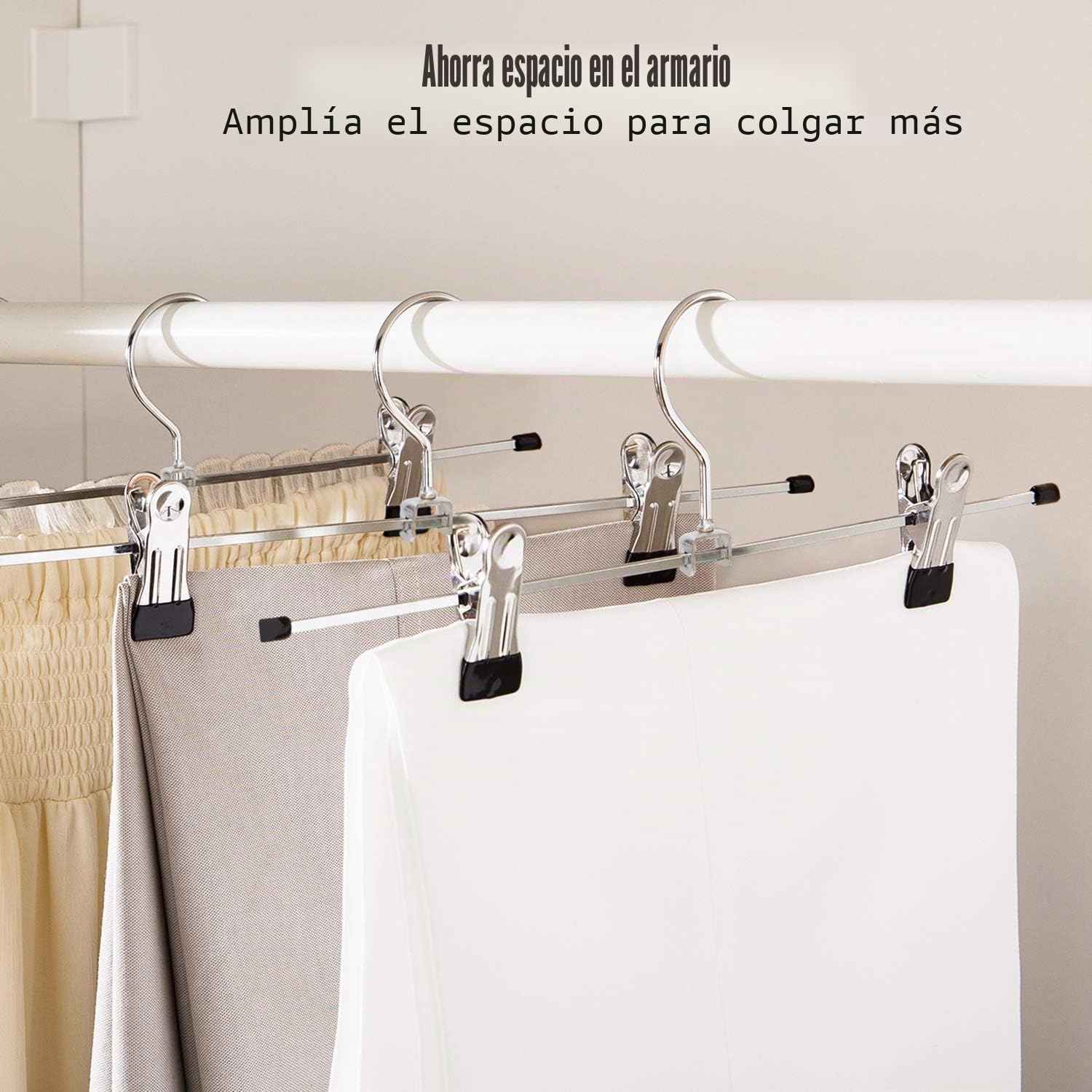 Perchas de Falda 20 Piezas Percha para Pantalón con Adjustable Clips Antideslizantes 40cm Grande Perchas para Faldas Abrigos Vestidos