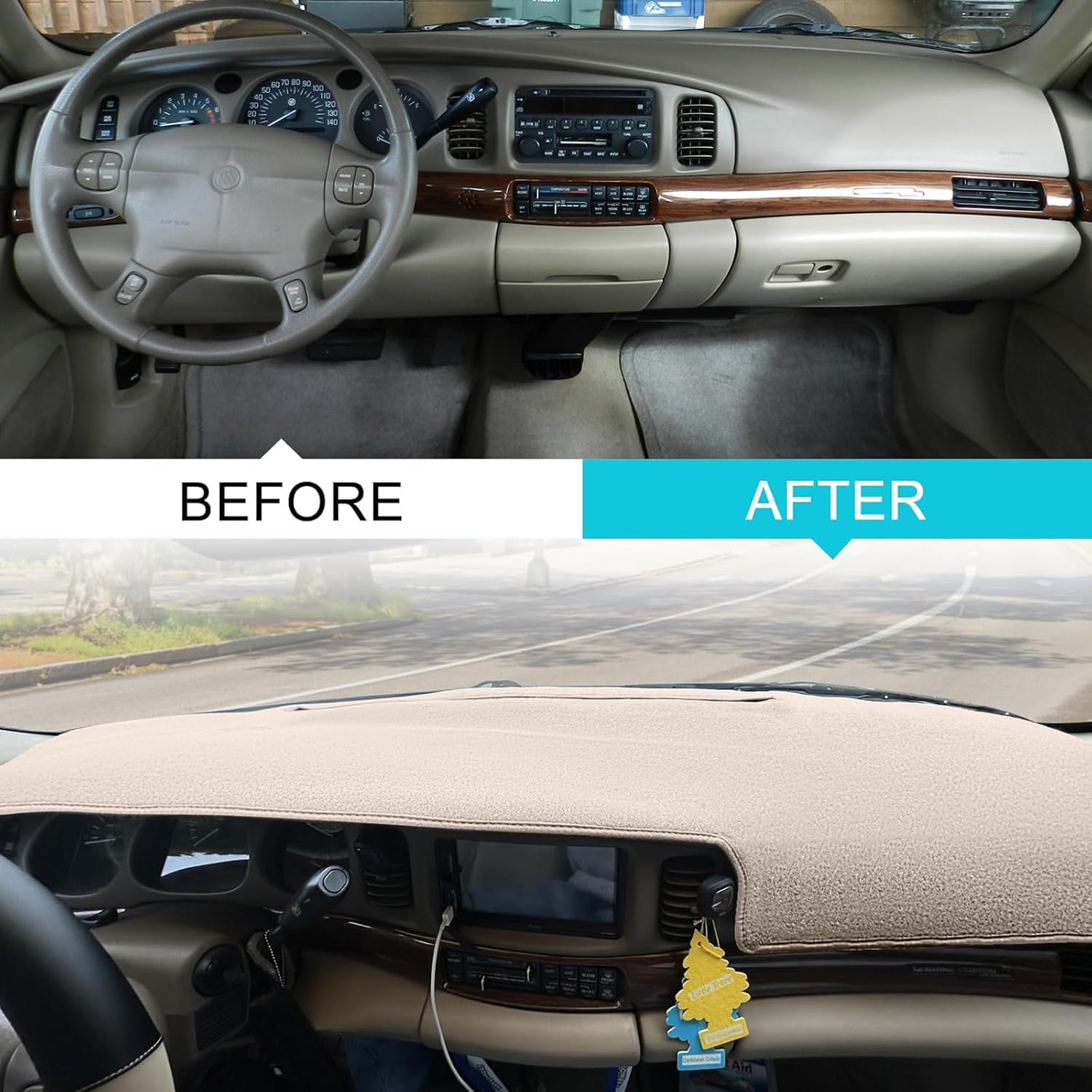 Dashboard Cover Custom Fit for Buick Lesabre 2000-2005 Without Head Up Display Dash Cover Mat Pad Carpet Protector(Beige)