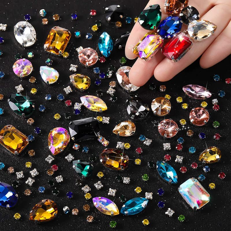 DIY Crafts 45 Pcs, Crystal Purple AB, Sew on Rhinestones Claw Flatback Crystal Rhinestones Metal Prong Setting Rhinestones Acrylic Glass Sewing Gems for Clothes DIY Craft(45 Pcs, Crystal Purple AB)-image-43