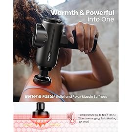 RENPHO Massage Gun with Heat, Christmas Birthday Gifts for Women Men, Portable Muscle Percussion Massager with Bluetooth for Back and Neck, 5 Replaceable Heads, Carry Case