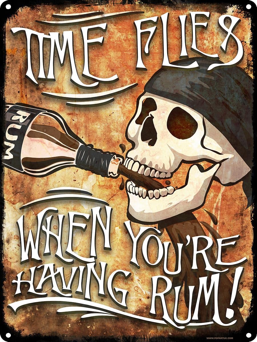 Grindstore Multi-Colour "Time Flies When You're Having Rum Tin Sign, 30.5 X 40.7 Cm