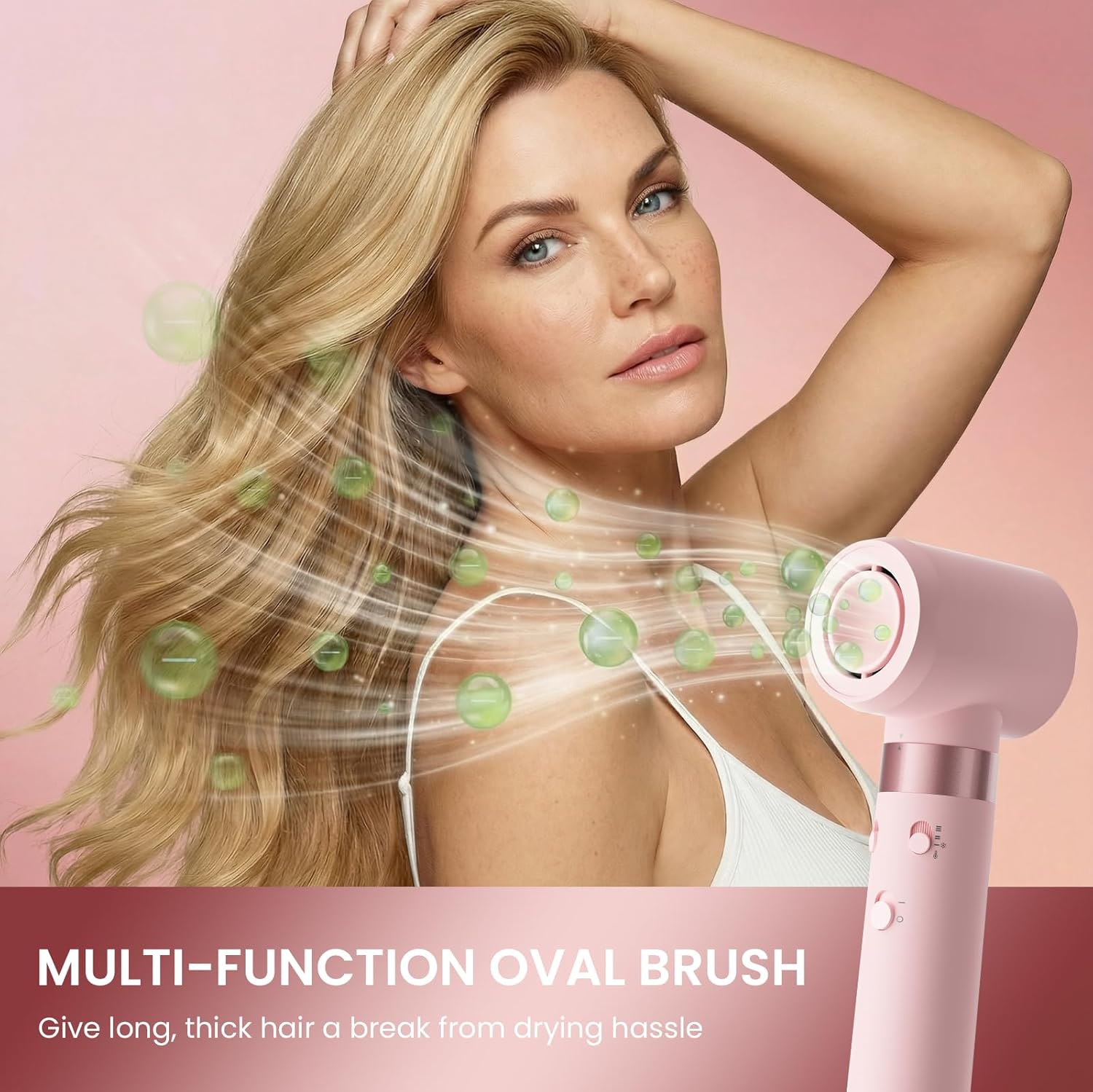 MESCOMB Dual Voltage Hot Air Styler Wrap - 5 in 1 Hair Dryer Brush with Fast Drying Blow Dryer, Styling, Straightening & Volumizing with Travel Bag (100V–240V) -Pink - Image 5