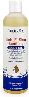 Itch-E-Skin Soothing and Moisturizing Body Oil with Sea Buckthorn and Rose Hip, Helps Relieve Tight, Dry Skin, Non-Greasy, Nourishing and Calming Body Oil, 11 fl oz
