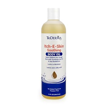 Itch-E-Skin Soothing and Moisturizing Body Oil with Sea Buckthorn and Rose Hip, Helps Relieve Tight, Dry Skin, Non-Greasy, Nourishing and Calming Body Oil, 11 fl oz