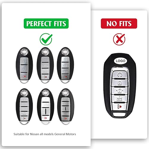 Miniatura 8 de Funda para llavero Infiniti JX35 Q5060 QX566080 de 5 botones, compatible con Nissan Altima Maxima Rogue Armada Sentra 370z Pathfinder Murano (funda