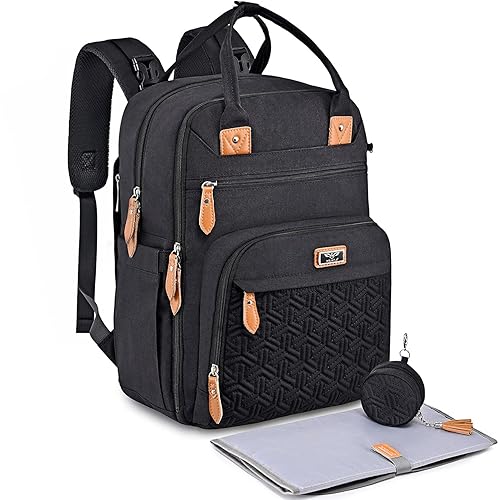 WELAVILA - Mochila para pañales unisex con cambiador, bolsillos aislados y soporte para chupete para niños y niñas, mochila de viaje multifunción
