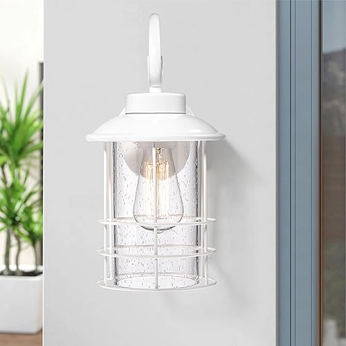 Miniatura 7 de ALLGOT Apliques grandes de pared para exteriores, accesorio de iluminación de pared exterior, farol de pared de porche con pantalla de vidrio