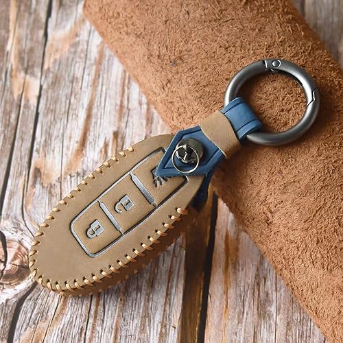 SANRILY - Funda de llave inteligente de 3 botones para Nissan Armada Rogue Murano 370Z Leaf Juke Quest Pathfinder sin llave de piel para llavero de