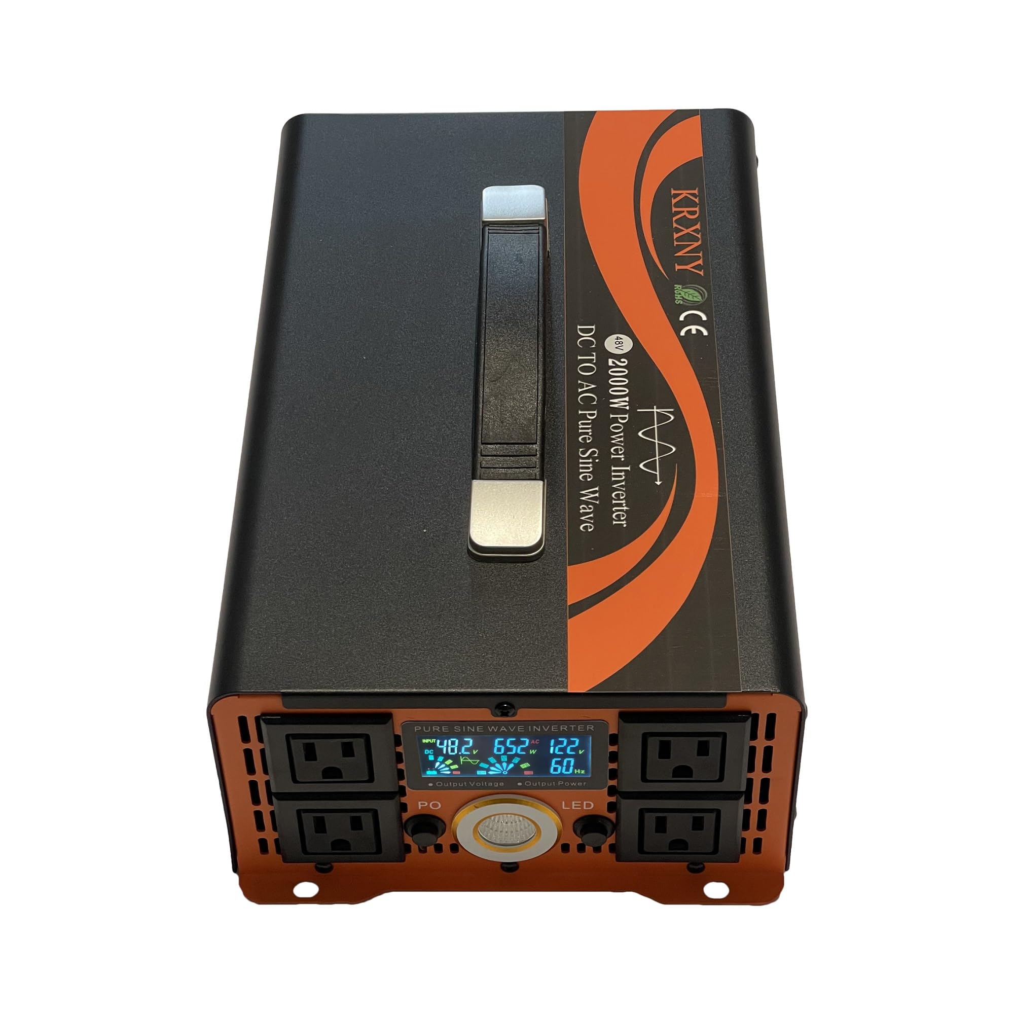 Photo 1 of KRXNY 2000W Pure Sine Wave Inverter 48V DC to 110V 120V AC Power Converter for Truck Boat RV Camping Off Grid Home Solar System with Handle