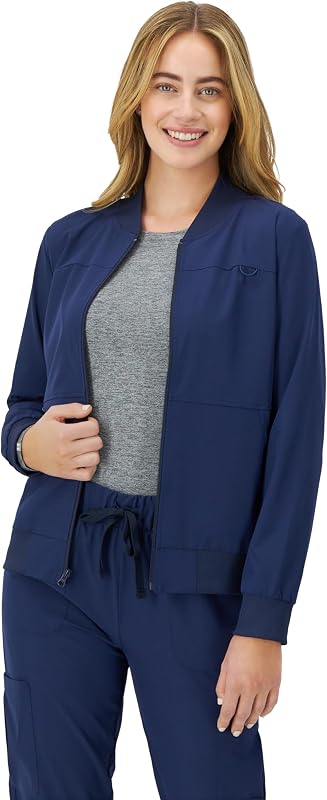 Hanes Women's Scrubs Zip-Up Bomber Jacket