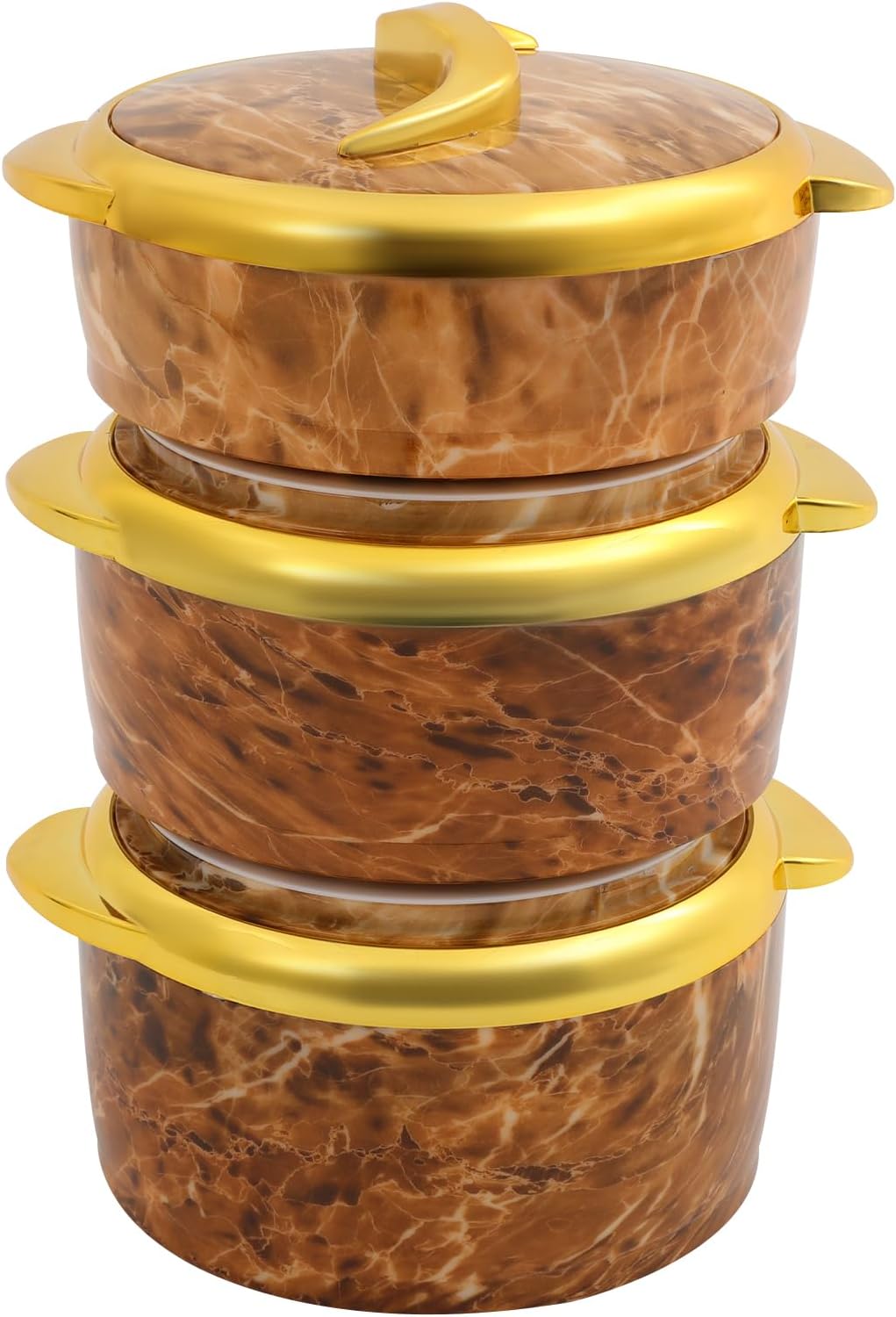 3-Piece Thermal Casserole Dish Set 1.5L/2L/2.5L – Insulated Stainless Steel Container with Lids for Hot & Cold Food, Ideal for Home, Kitchen, Family Dinners & Parties (Yellow)