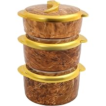 3-Piece Thermal Casserole Dish Set 1.5L/2L/2.5L Insulated Stainless Steel Container with Lids for Hot & Cold Food, Ideal for Home, Kitchen, Family Dinners & Parties Yellow