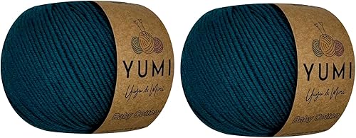 YUMI - Hilo de algodón para bebé, 50% algodón, 50% acrílico, suave y finodeportivo (2) para tejer a ganchillo Amigurumi, 1.76 onzas (1.76 oz), 153