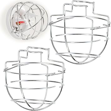 Happy Tree 2 Pack Fire Sprinkler Head Guard Cage for 1/2" Recessed/Horizontal Sidewall Drywall-Mounted Sprinkler Heads Chrome Protector Fire Sprinkler Covers
