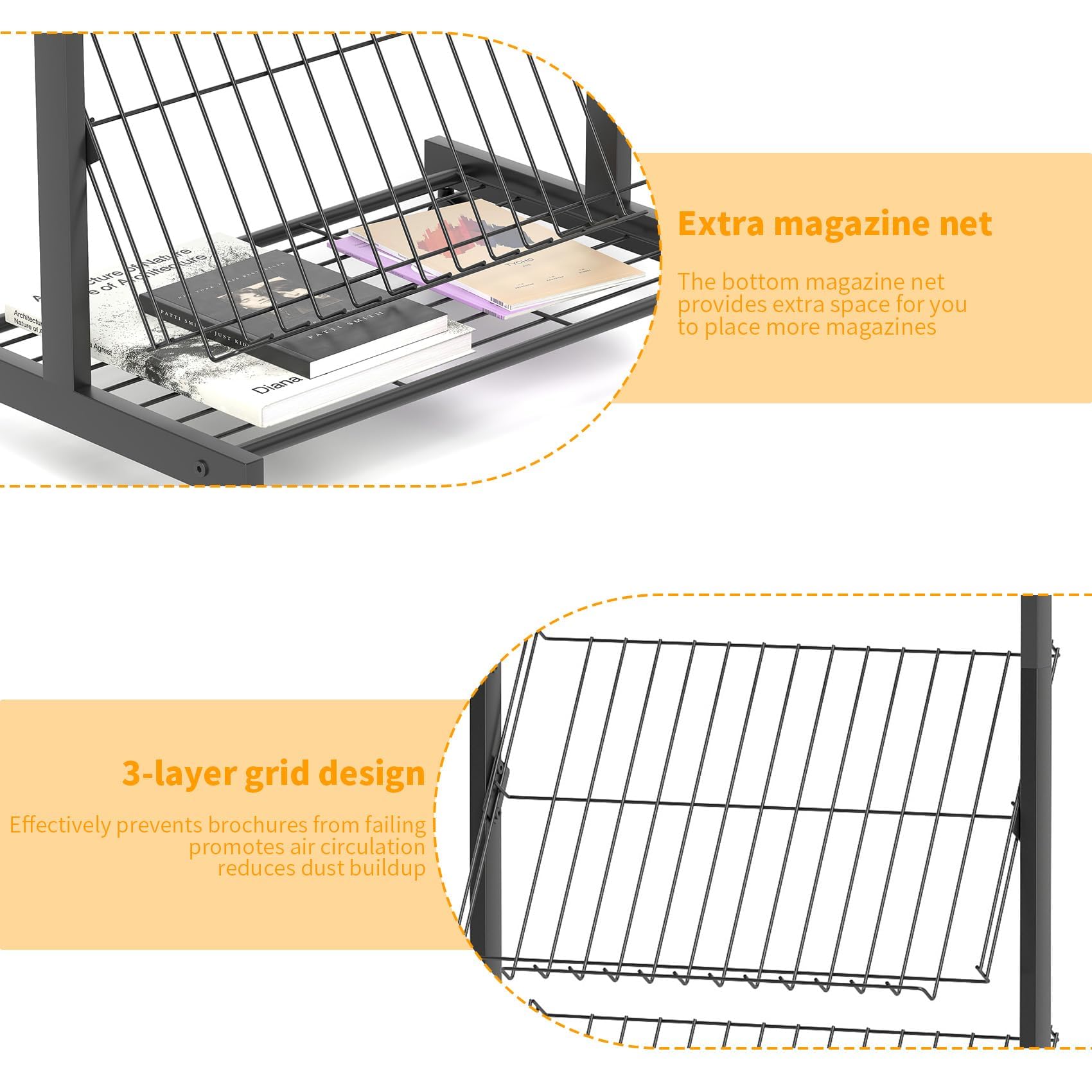 lesolar Soporte para carteles con soporte para periódicos de 4 niveles, 19.6 x 27.6 pulgadas, soporte de póster resistente para exhibir carteles de doble cara con 4 ruedas para exhibición de negocios