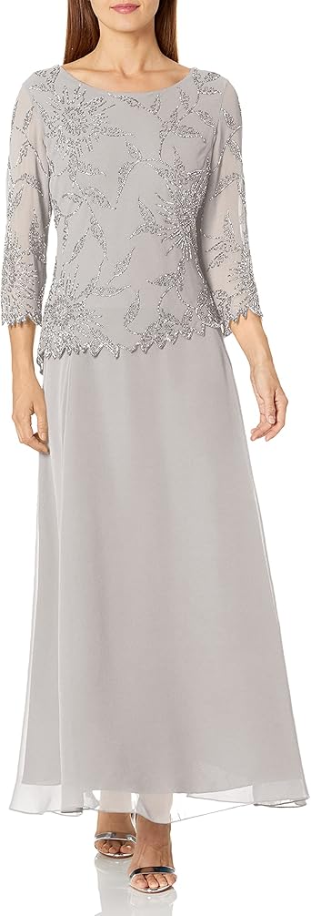 J Kara Women's 3/4 Sleeve Beaded Dress ...