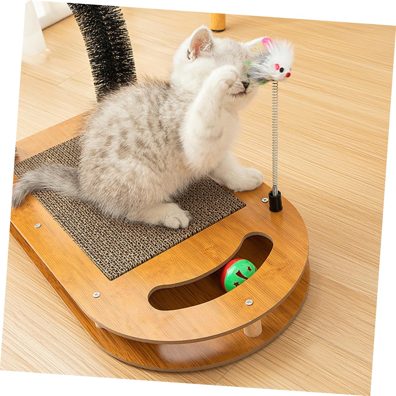 DOITOOL Griffoir pour Chats avec Tapis De Rechange Jouet Interactif Et Circuit à Balles pour Chatons Accessoires Pratiques pour Chat