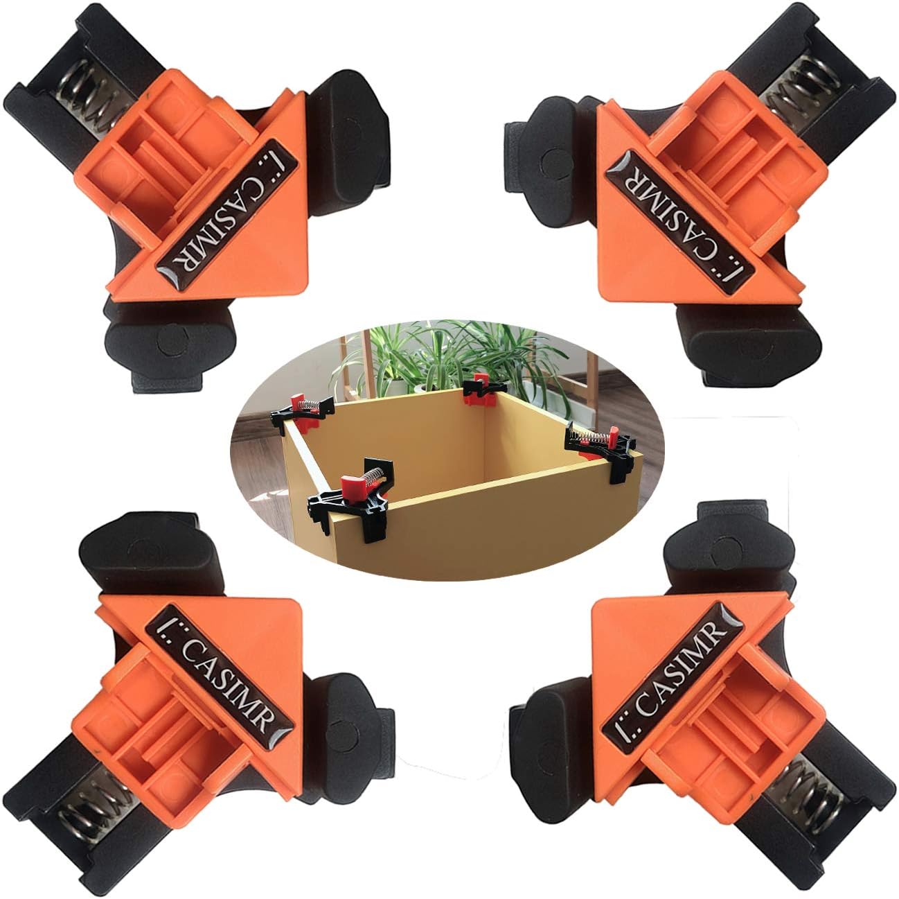90 Degree Corner Clamp, 4PCS Adjustable Single Handle Spring Loaded Right Angle Clamp,Swing Woodworking Clip Clamp Tool
