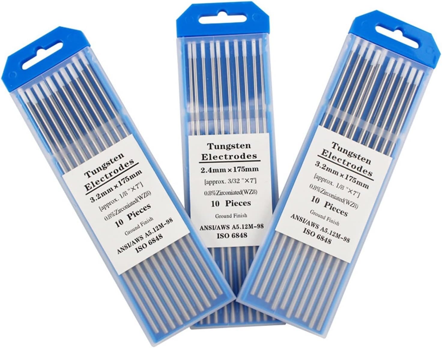 WZ8 10Pcs White 1.0/1.6/2.0/2.4/3.0/3.2/4.0 * 175mm Zirconiated Tungsten Electrode Head Needle/Rod For Welding Mach(WZ8 1.6x175mm)