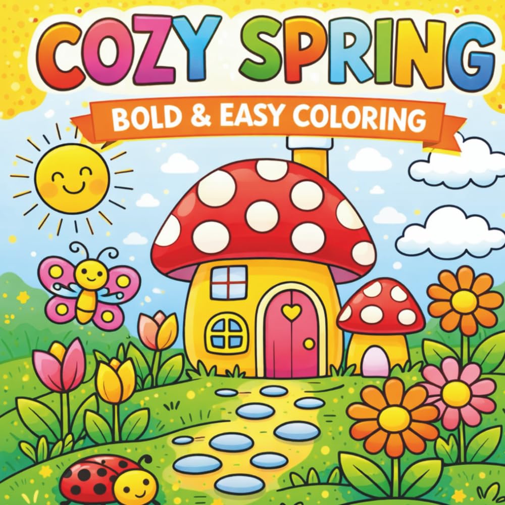 COZY SPRING BOLD & EASY COLORING COVER BOOK: Bold & Easy Coloring with Cute Spring Animals