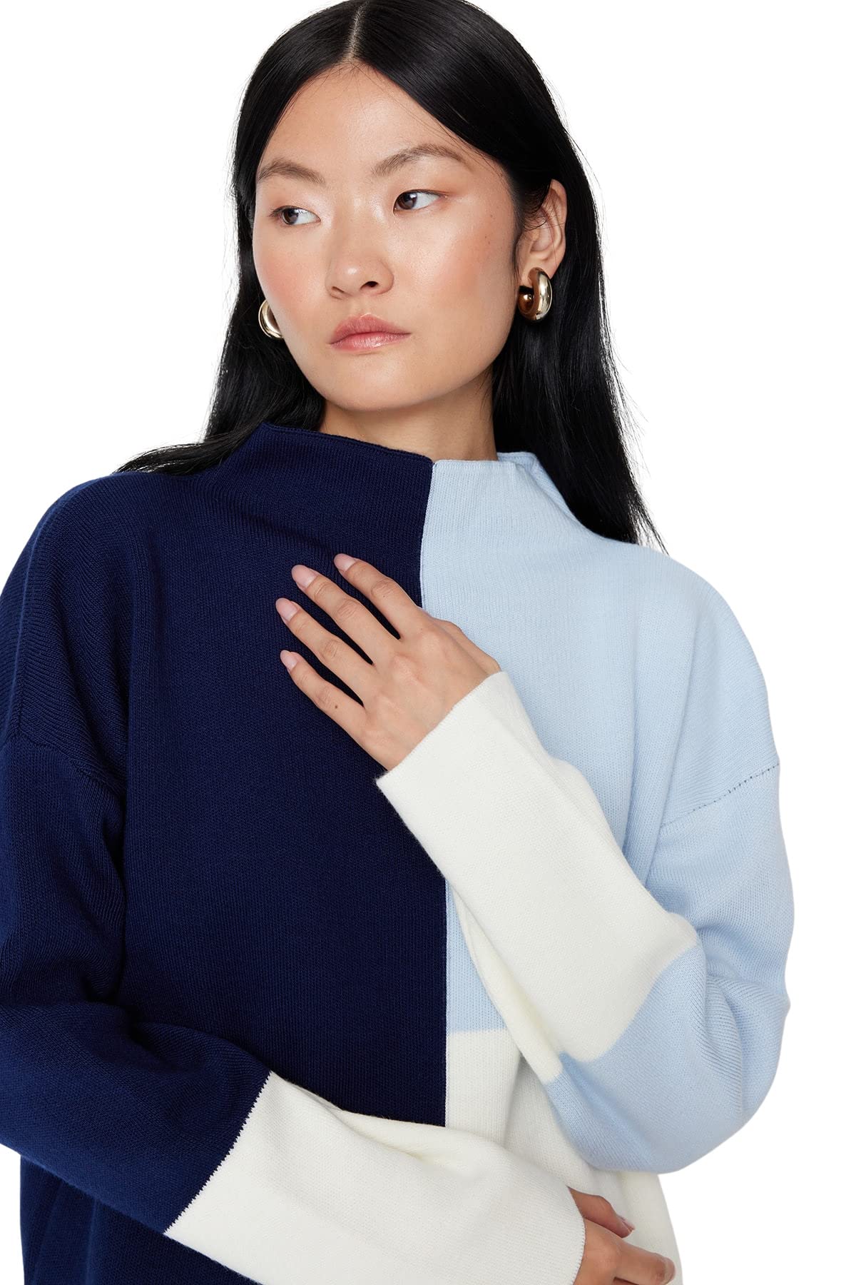 Trendyol Jersey - Azul - Casual Suéter Mujer (Pack de 1)