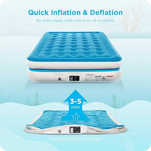 Miniatura 3 de Ciays Colchón de aire individual colchón inflable de 16 pulgadas para el hogar y el campamento cama de aire inflable con parte superior flocada para