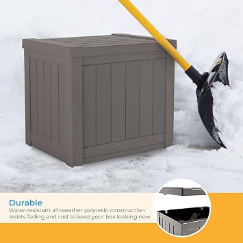 Suncast Small SS500ST 22 Gallon Resin Deck Storage Box, Stoney