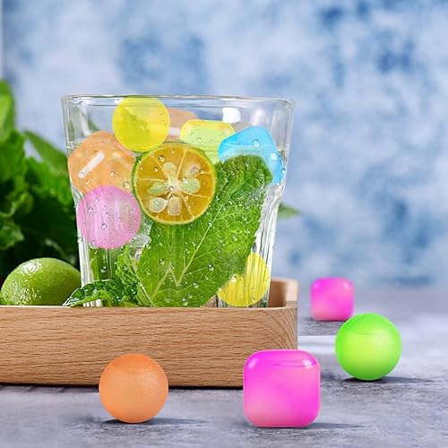 Miniatura 10 de Paquete de 80 cubitos de hielo reutilizables, coloridos cuadrados de plástico, cubos de hielo lavables y recongelables para bebidas, whisky, café