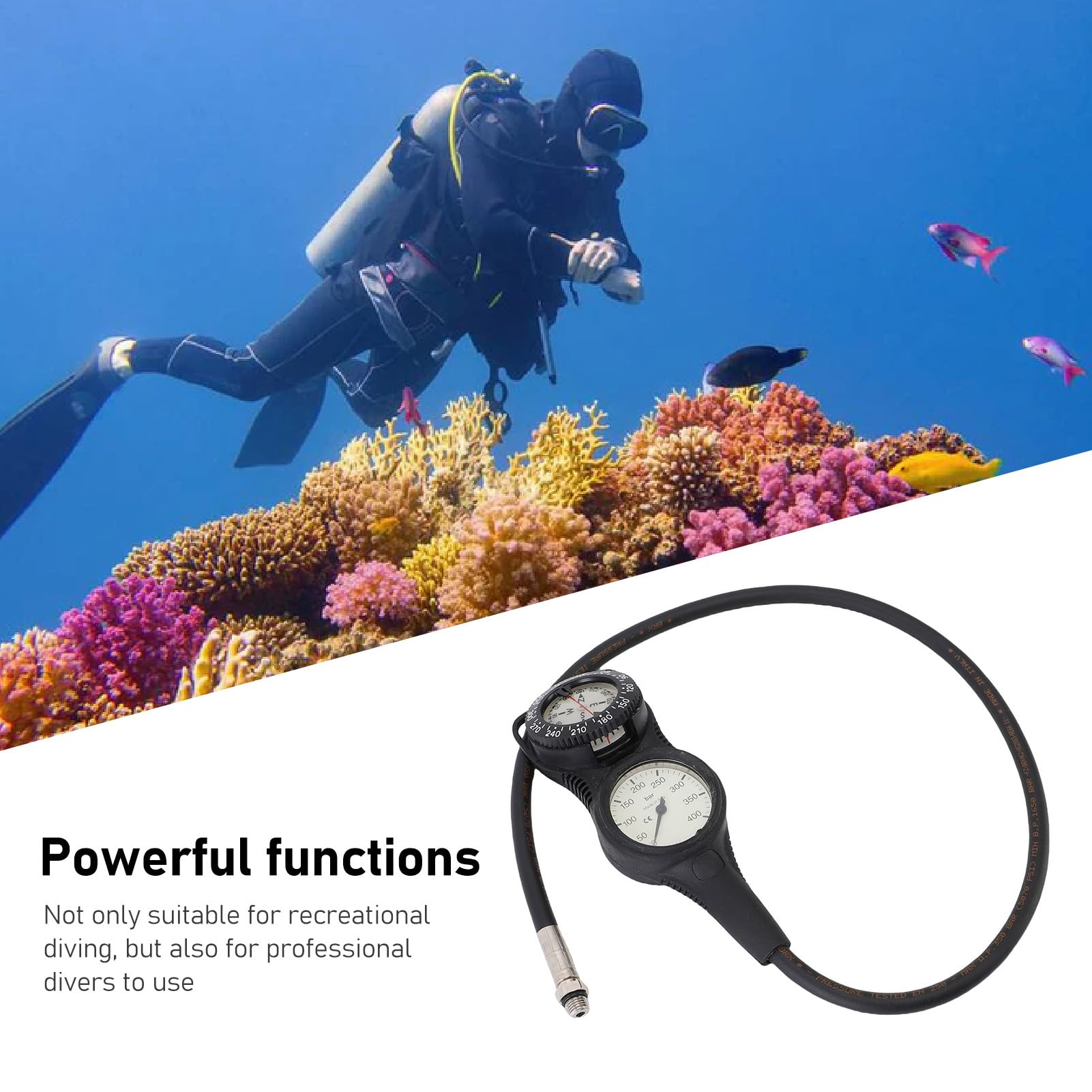 Sorandy Brújula Medidor de Presión de Buceo, Instrumento de Unidad Múltiple con Pantalla Clara con Material Plástico de Larga Duración, Consola de Instrumentos de Buceo para Recreación
