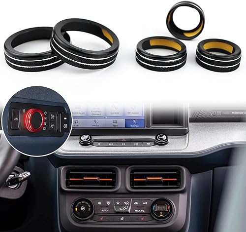 Miniatura 7 de GEEGEETOP Cubierta de aluminio para perilla de volumen de sonido de consola central compatible con Ford Maverick 2022 2023 XL XLT Lariat para