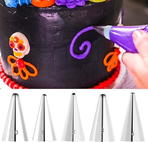 Miniatura 6 de GOOTRADES - Juego de 7 puntas de decoración de pasteles (5 tubos de escritura, 1 acoplador, 1 bolsa de pastelería de silicona)